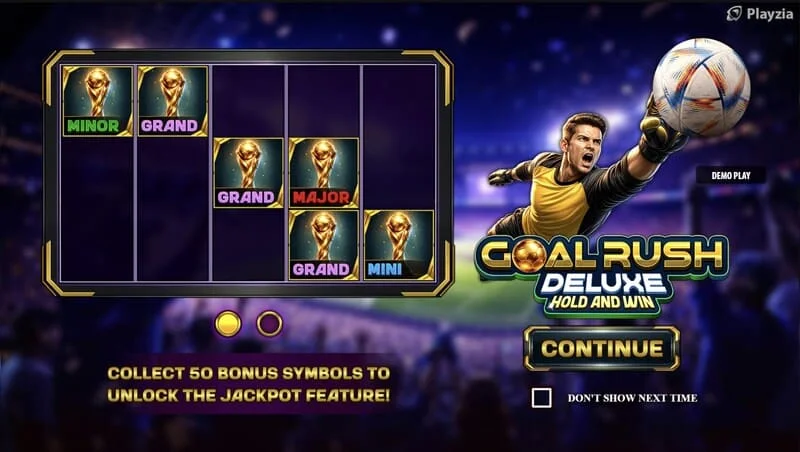 Goal Rush Deluxe - menyu kuu yenye reli na viwanja vya uwanja